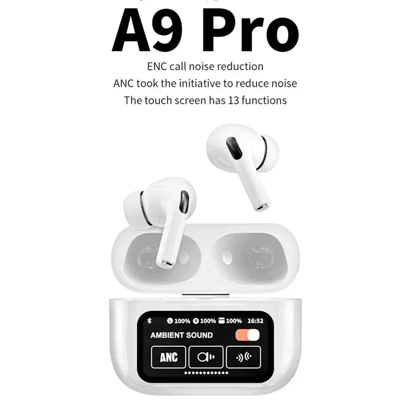 🎧 A9 PRO Earbuds: Smart Display & Noise-Free Sound!