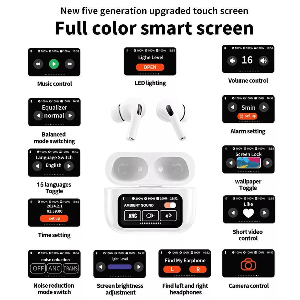 🎧 A9 PRO Earbuds: Smart Display & Noise-Free Sound!