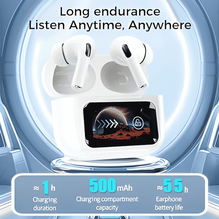 🎧 A9 PRO Earbuds: Smart Display & Noise-Free Sound!